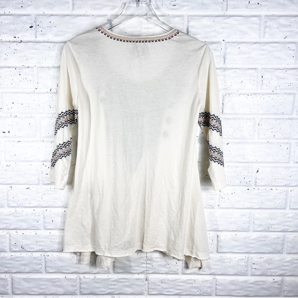 JOHNNY WAS Marushka Trapeze Floral Embroidered Knit Blouse 3/4 sleeve XS - Picture 6 of 9